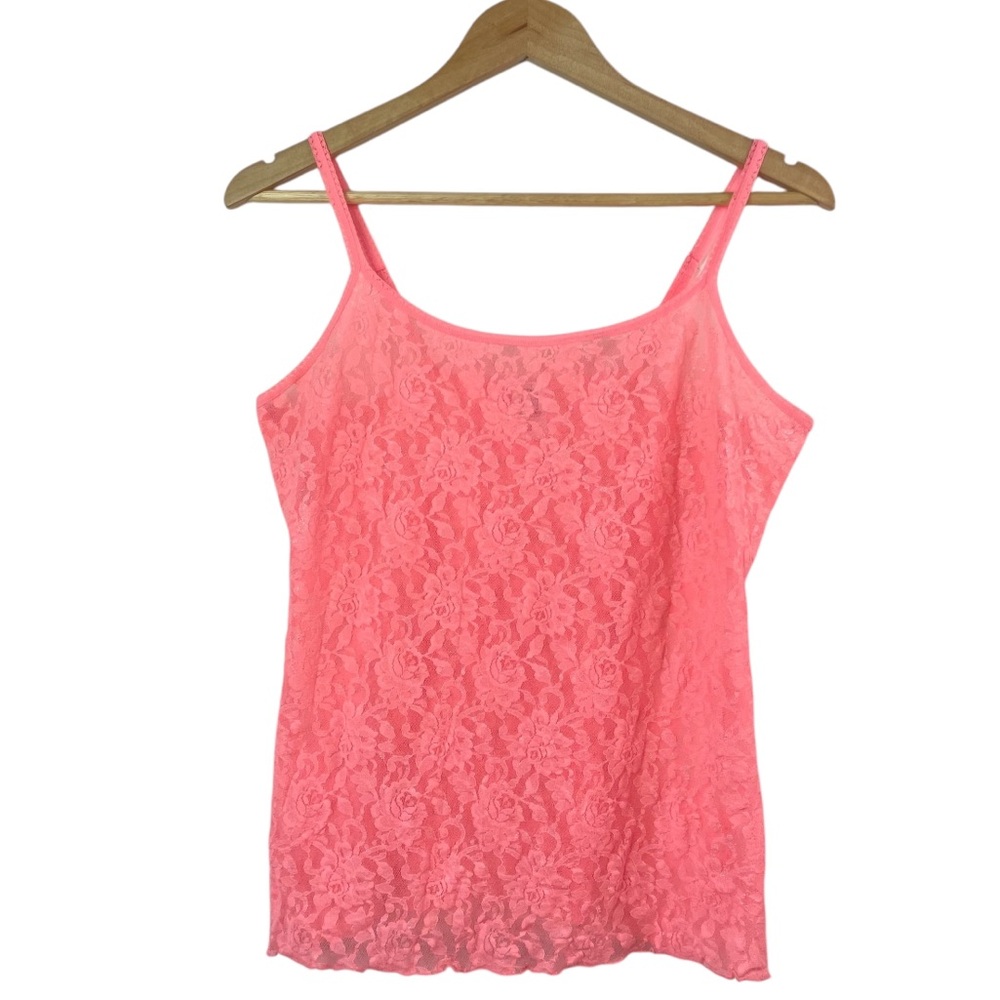 Hanky Panky Signature Lace Classic Tank Cami Camisole Size XL in Sparkly Salmon